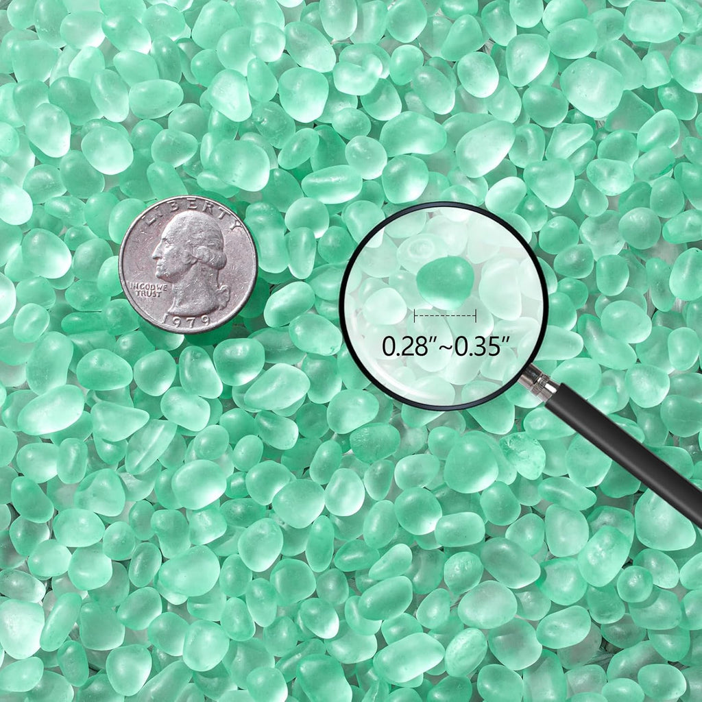 Keedolla 48 Oz Mint Green Sea Glass Stones Frosted Glass Pebbles Gemstones for Aquarium Rocks, Fish Tank Gravel, Vase Fillers, DIY Crafts