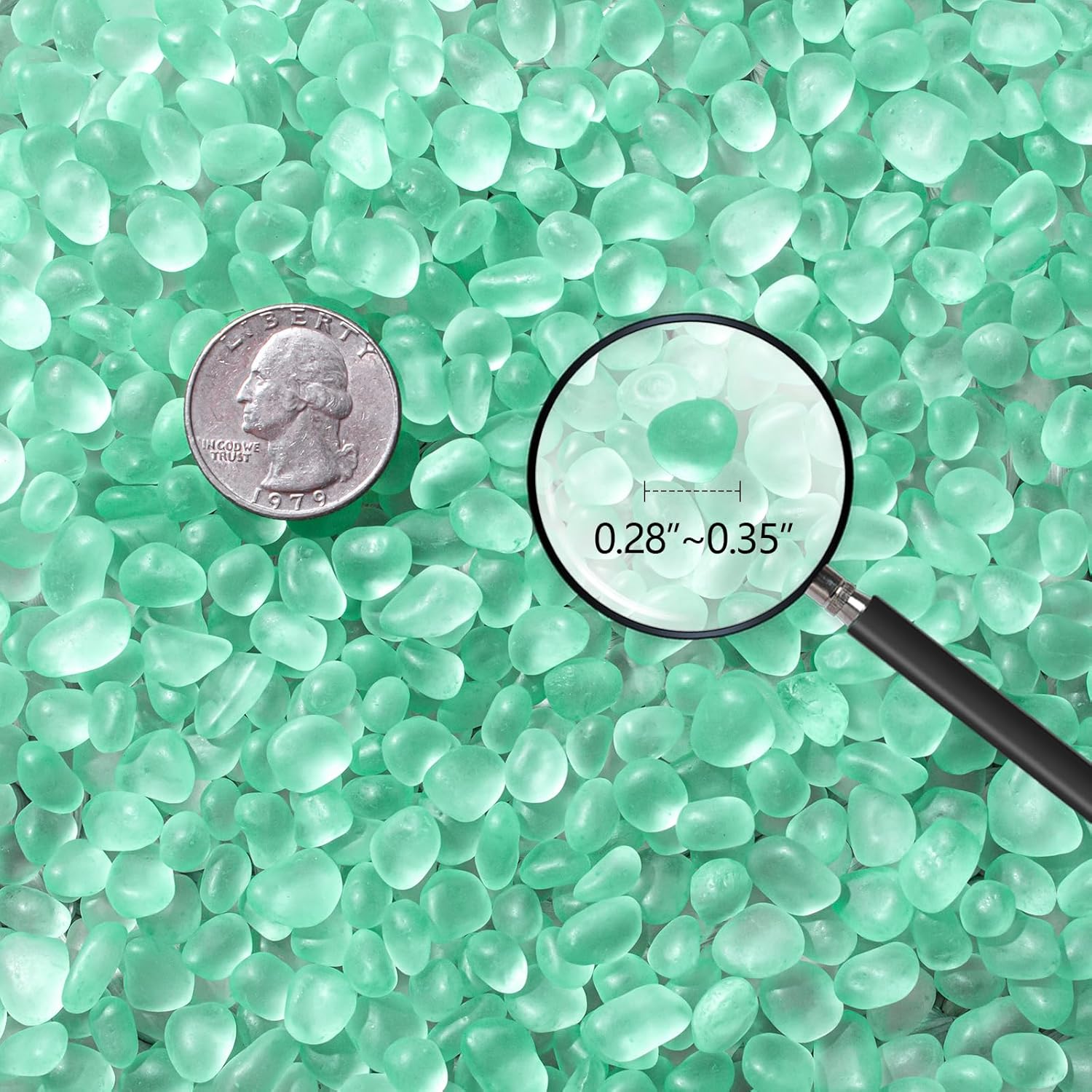 Keedolla Mint Green Sea Glass Stones Frosted Glass Pebbles Gemstones for Aquarium Rocks, Fish Tank Gravel, Vase Fillers, DIY Crafts - 230g/8oz