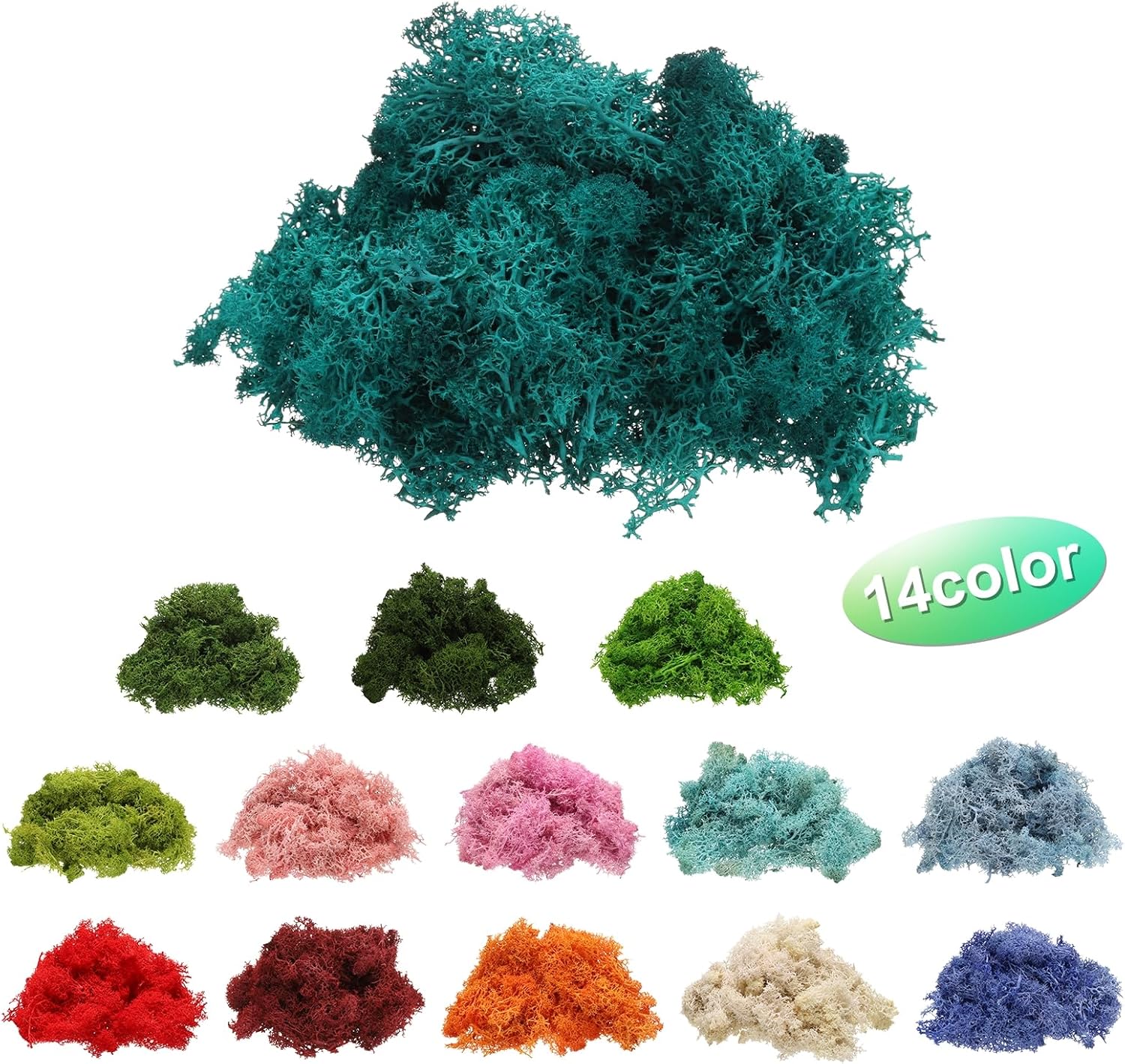 UXcell Preserved Reindeer Moss, 4oz Fake Moss for Crafts, Terrariums, Potted Plants, Centerpieces, Fairy Gardens (Deep Green, Rustic, Natural, Textured)