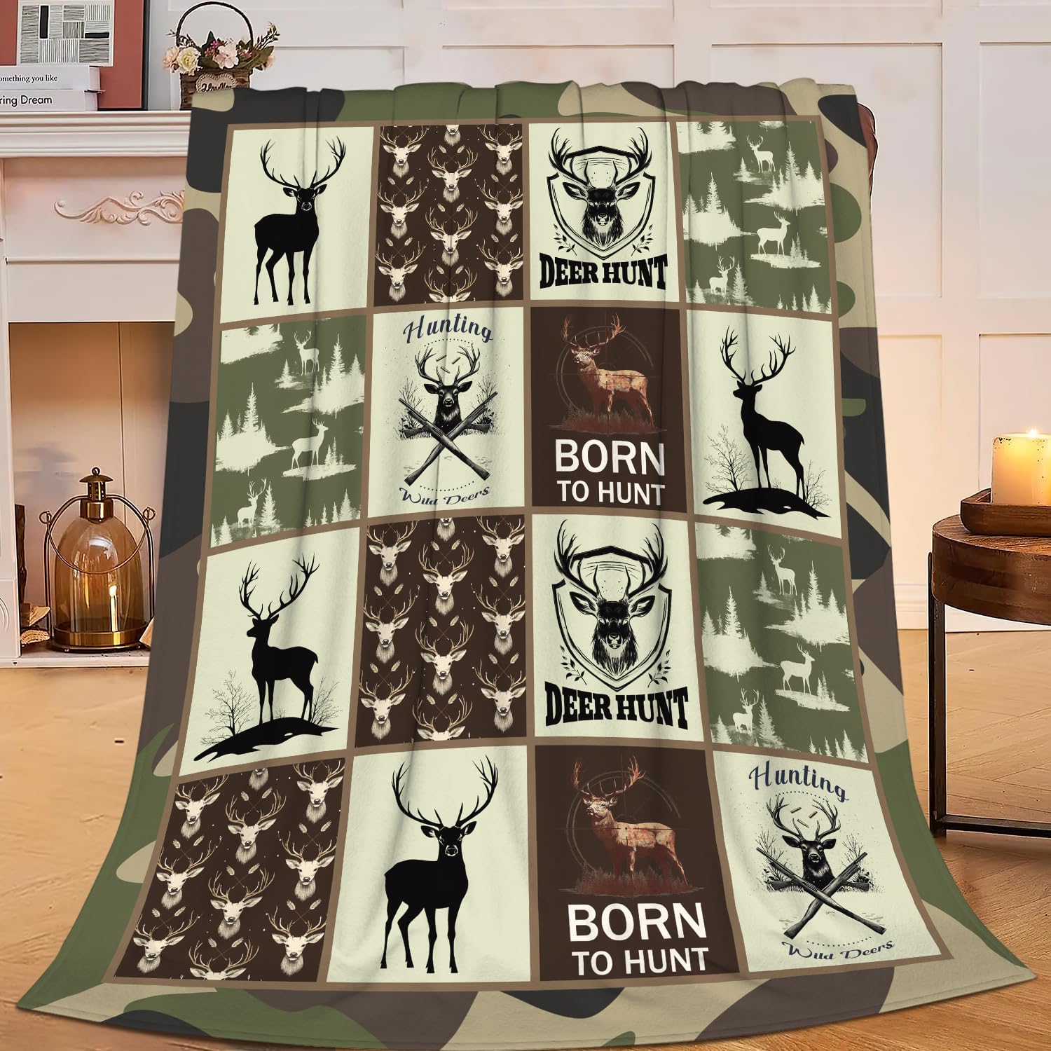 Deer Hunting Blanket Hunt Deer Throw Blanket Gifts for Girls Women Kids Boys Adults Men Super Soft Cozy Plush Fluffy Fuzzy Fleece Blanket Home Decor 40''X50''