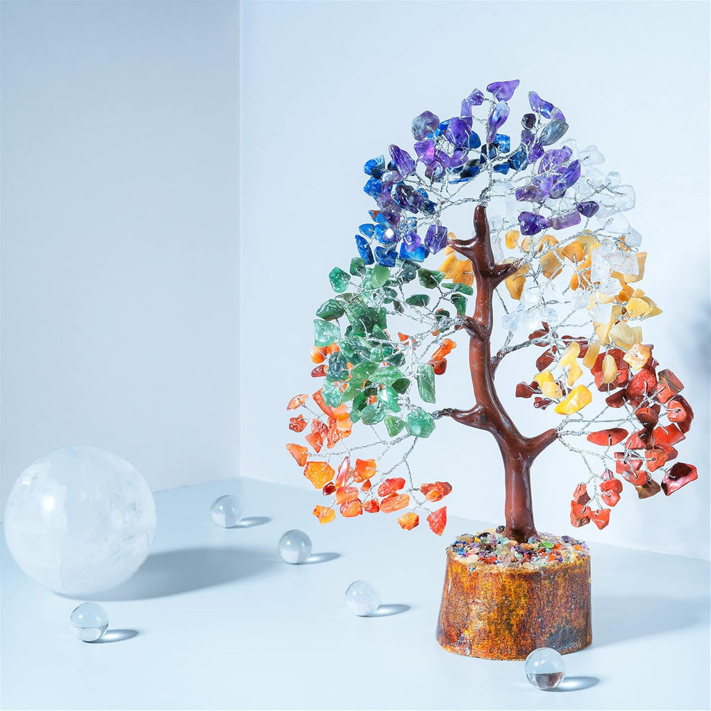 Crocon Seven Chakra Crystal Tree of Life Chakra Bonsai Tree for Room, Office & Bedroom Decor Spiritual Gift Meditation Birthday Gift for Women Mom Sister Housewarming Gifts Home