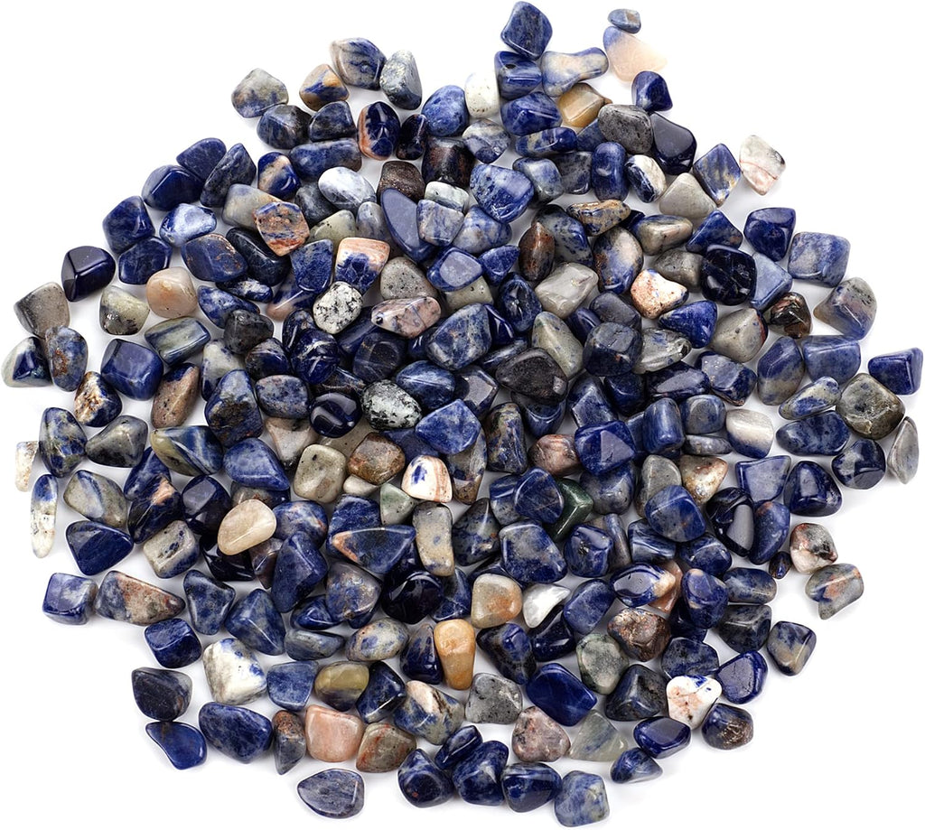 Cherry Tree Collection 1/2 Pound Polished Tumbled Gemstone Chips, Pebbles, Crystal Chips Bulk for Jewelry Making, Healing, Plants, Succulents, Aquariums, Decoration, Chakra (Sodalite-L)