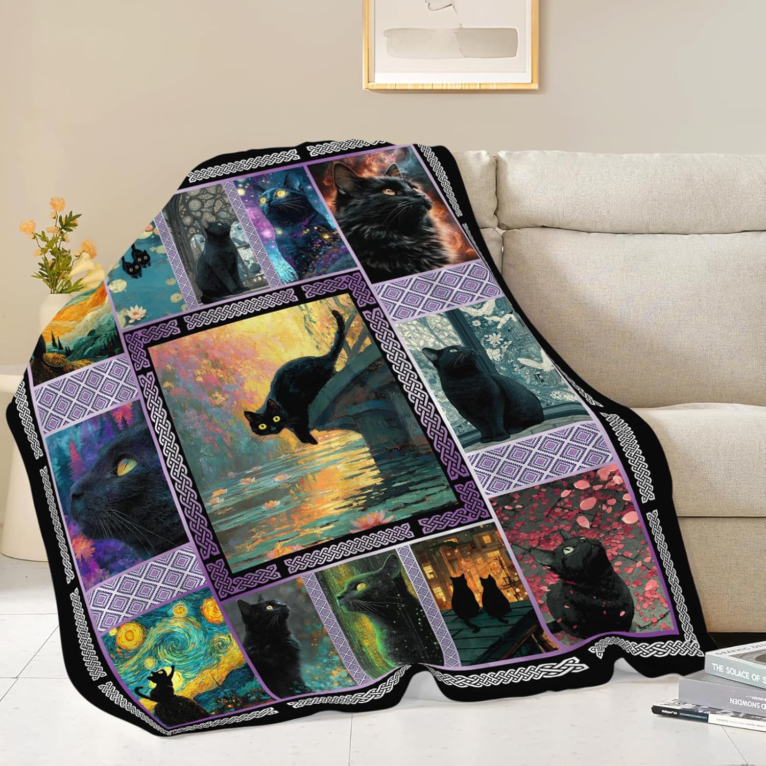 Cat Throw Blanket Cat Stuff Gifts for Kids Girls Boys Adults Women Men Soft Cozy Warm Plush Fluffy Fuzzy Fleece Blanket Decor 60''X80''