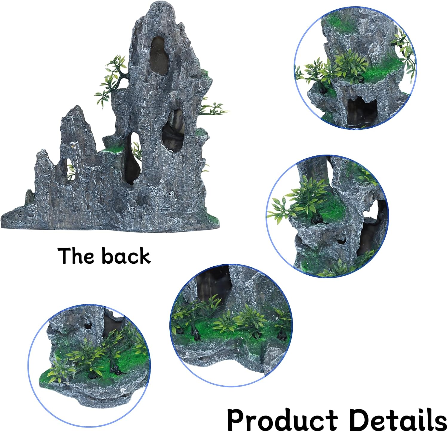 Saim Extra Large Aquarium Decorations, Resin Castle and Artificial Rock with Plants (Ancient Temple with Mountain) Fish Hideout Cave for Amano Shrimp Cichlid to Play, Hide and Rest Hardscape