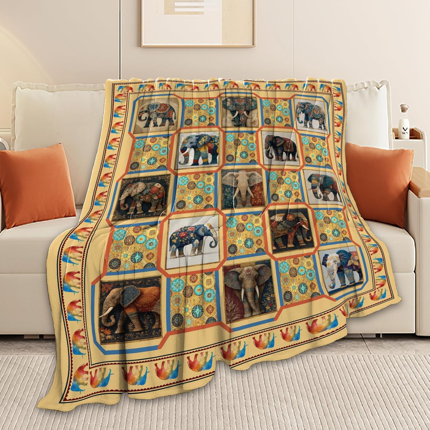 Elephant Throw Blanket Elephant Stuff Gifts for Kids Girls Boys Adults Women Men Soft Cozy Warm Plush Fluffy Fuzzy Fleece Blanket Decor 40''X50''