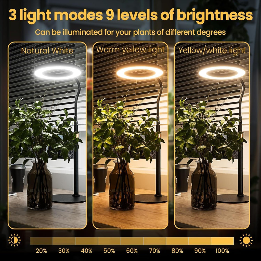 bseah Grow Light, Plant Stand Light for Indoor Plants 2 Pack, Full Spectrum Desk Grow Lamp with Pedestal, Automatic Timer for 3H/9H/12H, Height Adjustable