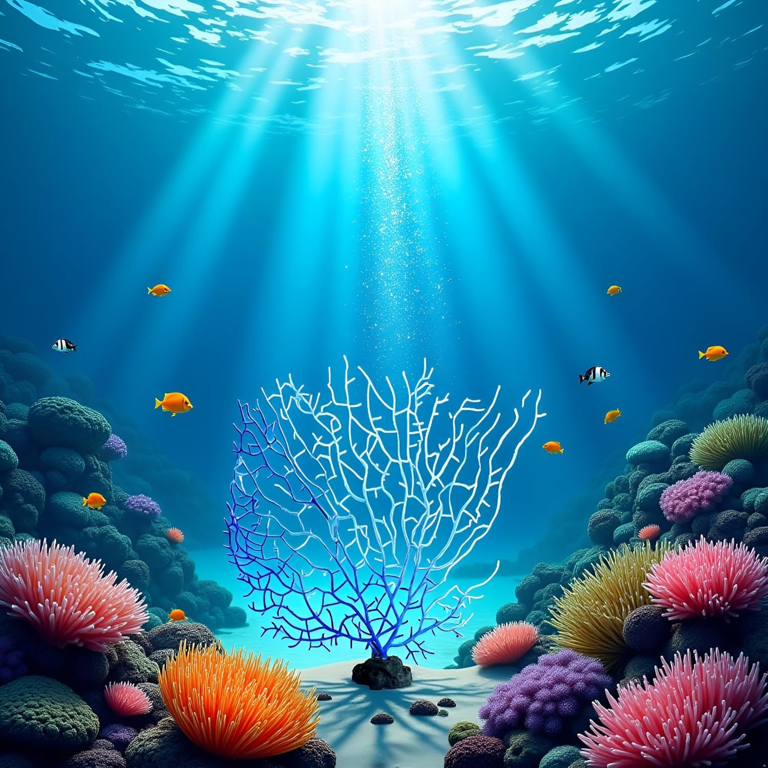 Blue Artificial Coral Branch Faux Aquariums Ornament Fish Tanks Landscape Sea Fan Decorations Artificial Coral Branch Aquarium Décor