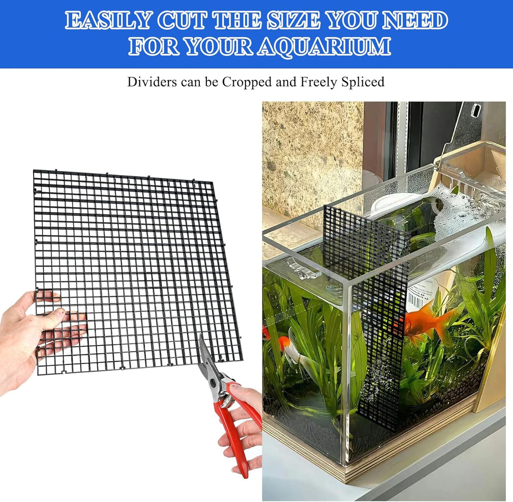 Supkiir 14pcs Aquarium Fish Tank Divider, Plastic Grate Isolation Board Partition, Black Aquarium Filter Bottom Tray Egg Crate Light Diffuser Grid Panel