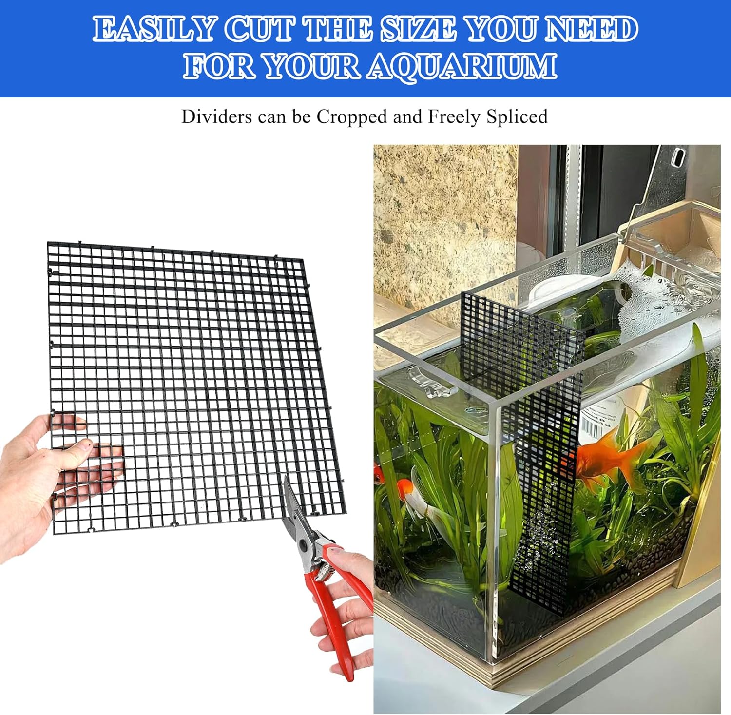 Supkiir 14pcs Aquarium Fish Tank Divider, Plastic Grate Isolation Board Partition, Black Aquarium Filter Bottom Tray Egg Crate Light Diffuser Grid Panel