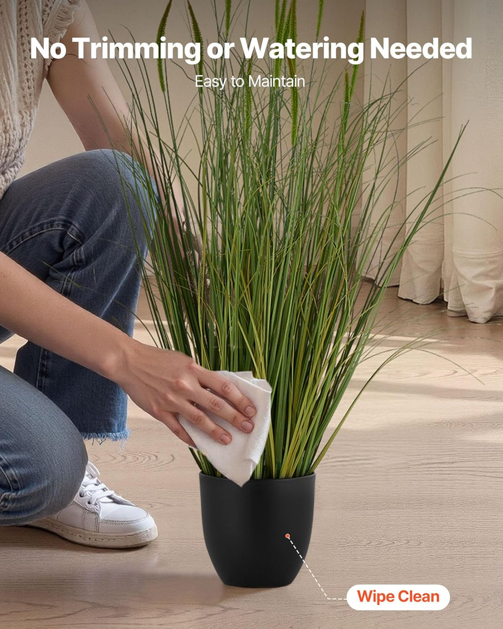 VEVOR Artificial Grass Plant, 2 Pack 35 inch Cattail Grass in Pot, Premium PVC Faux Fake Greenery Shrubs Plant for Indoor Outdoor House Home Garden Office Room Décor, Housewarming, Green