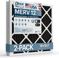 BNX TruFilter 18x18x1 MERV 12 Odor Defense (2-Pack) AC Furnace Air Filter with Activated Carbon - MADE IN USA - Pleated Air Conditioner HVAC AC Furnace Filters - Removes Odor, Mold, Bacteria, Smoke