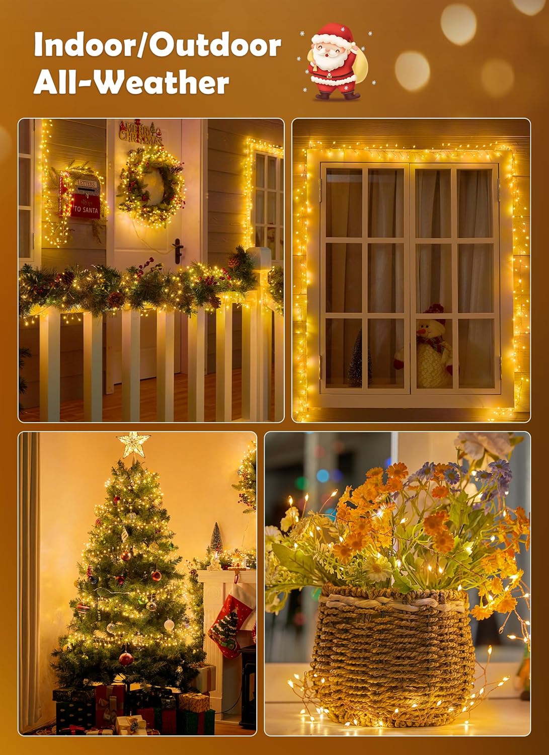 Twinkle Fairy Lights Plug in,200LED Cluster String Lights - Copper Wire Waterproof Christmas Tree Lights for Bedroom Indoor Outdoor, Party Garden Patio Decor