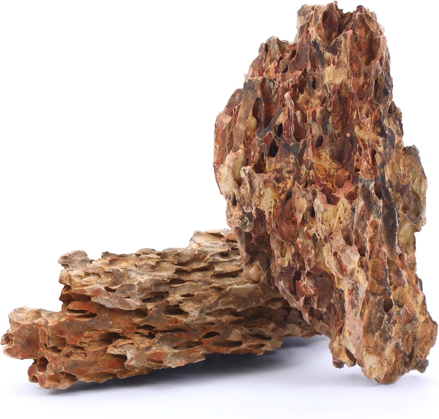 14-16 Inches Natural Dragon Stone 2 PCS Ultra Large Aquarium Rocks for Aquascaping, Aquarium Landscaping, Terrariums, Fish Tank Decoration, Vivariums, Paludarium, Amphibian Enclosures