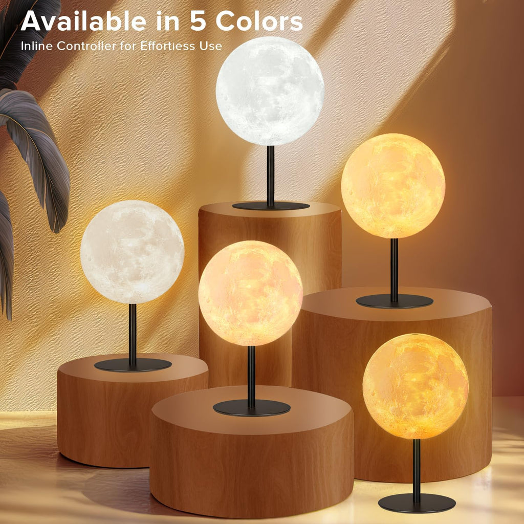 Moon Lamp Small Table Lamp for Bedroom, Dimmable Table Lamp with 30 Modes, Night Light Bedside Lamps for Night Stands, Desk Lamp for Living Room, Office, Dorm, Gifts for Kids Teens (Inline Control)