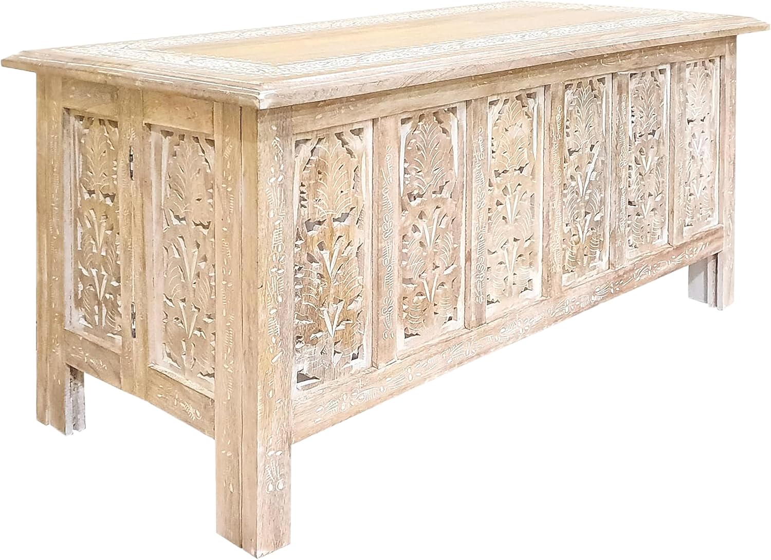 The Wooden Town Rectangular Coffee Table – 36x18 Inch White Wash Finish | Modern Wooden Center Table for Living Room | Vintage Look Side Table for Magazines, Books & Plants