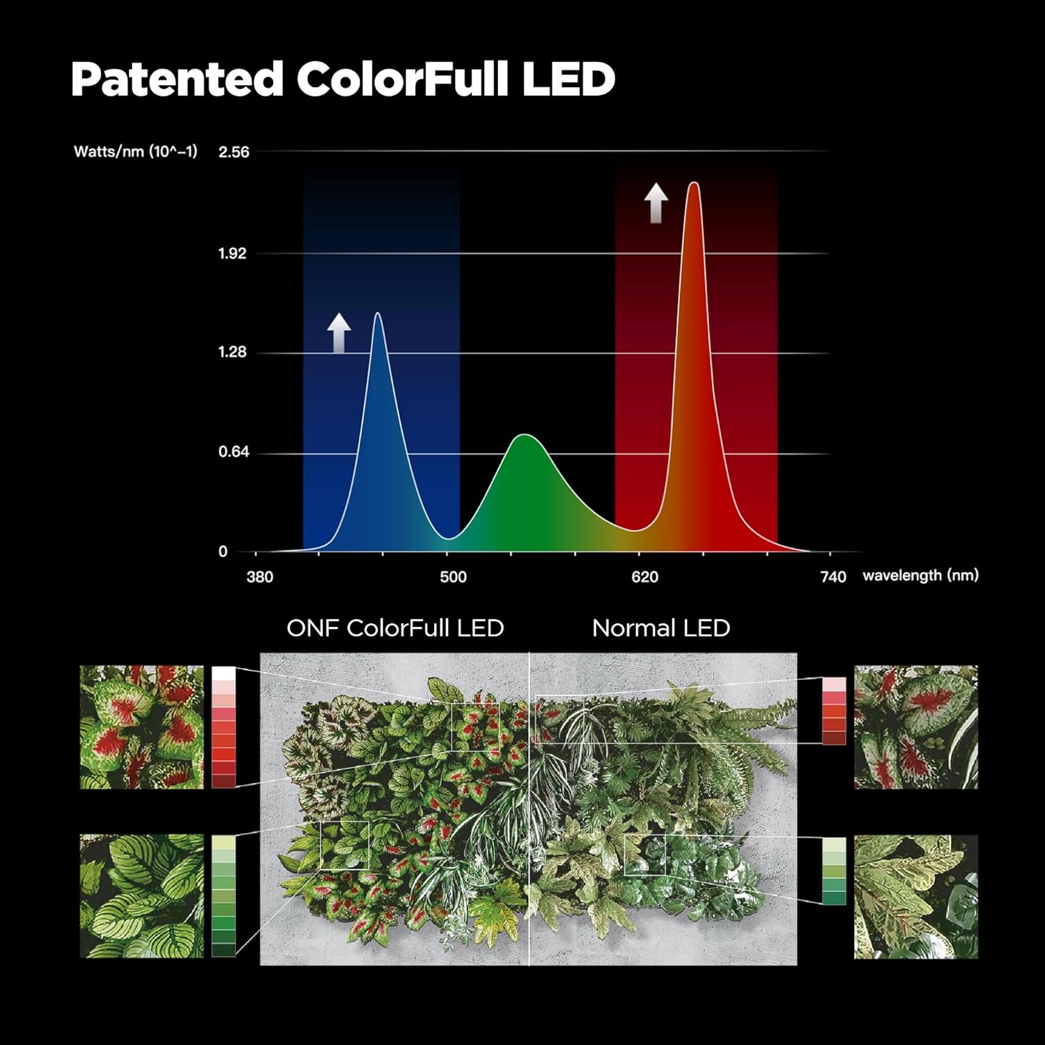 ONF Mist O Shelf Magnetic Light, Colorfull LED for Indoor Plant Growth-Promoting, Adaptable TypeC Port for Room Decor, Brightness Dimmable Terrarium Light for Potted Plant & Succulent, Matt Black