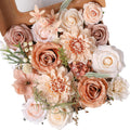 Artificial Flowers Combo, Mix Silk Flowers Roses, Peonies, Dahlias with Stems for DIY Wedding Bridal Bouquet, Baby Shower, Table Centerpieces, Home Decor, Fake Floral Arrangements-Boho Nude