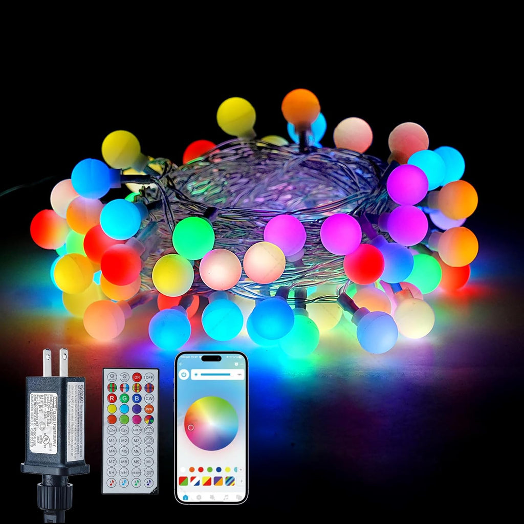 LiuZpatial Smart Globe Christmas Lights Indoor, 33 FT 100 LED Globe Fairy Lights Plug in, App & Remote Control, Timer Music Sync, Christmas Globe String Lights for Bedroom