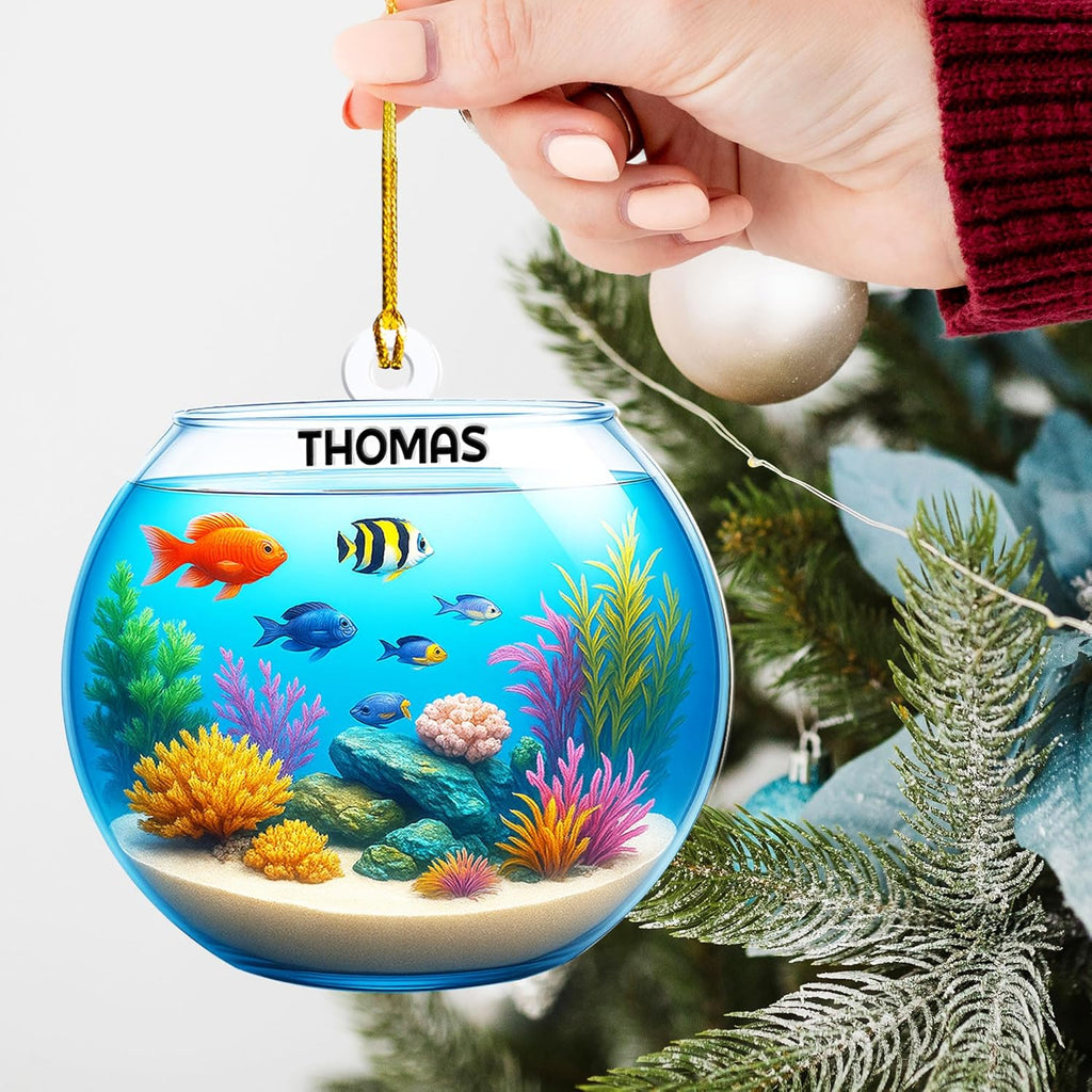 Personalized Aquarium Fish Tank Ornament, Fishes Christmas Ornament, Underwater Aquarium Ornament, Aquarium Decorations for Fish Tank, Gift for Ocean Lovers, Scuba Divers (FT10)