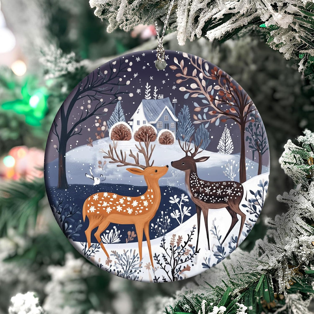 Reindeer Ornaments, Scandinavian Christmas Ornaments, Dated Christmas Ornament 2025, Ornament Keepsake for Women Men and Friends, Reindeer Christmas Decoration Hanging for Family