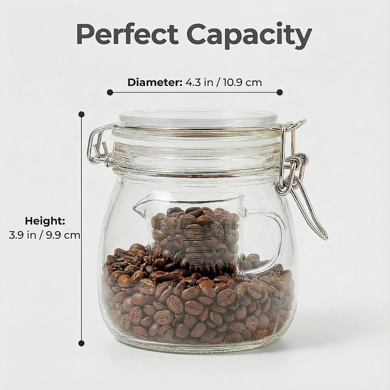 17oz Airtight Glass Jars with Clamp Lids, Small Food Storage Canisters Set of 6, Wire Clip Mason Jars for Canning Pickling Spice Herb