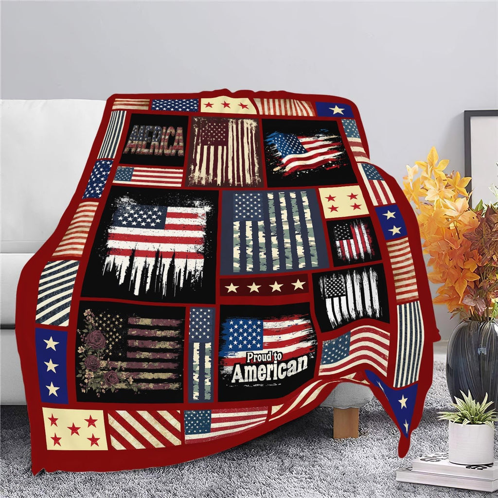 Veteran Blanket American Flag Throw Blanket Veterans Day Gifts for Men Women Adults Super Soft Cozy Plush Fluffy Fuzzy Fleece Blanket Home Decor 50''X60''