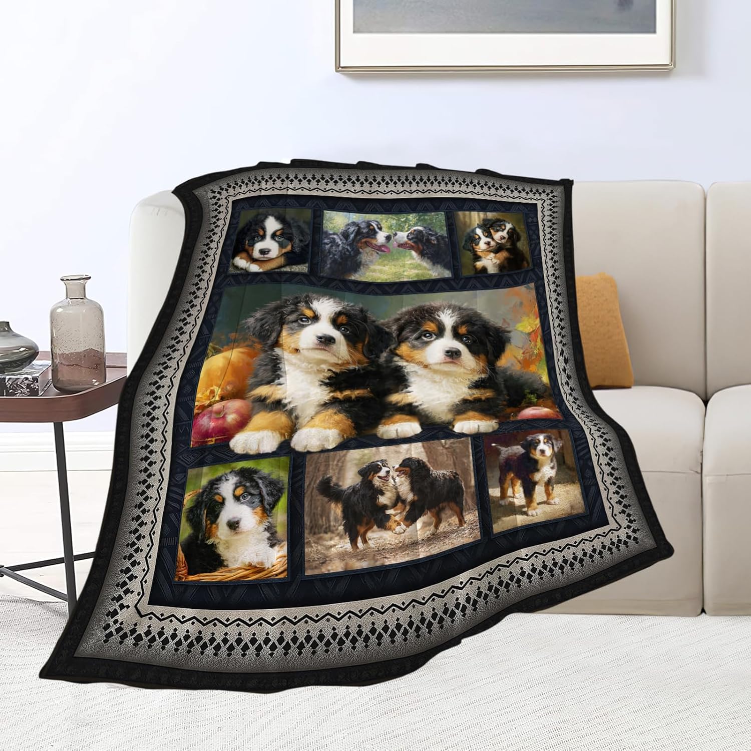 Bernese Mountain Dog Blanket Cute Dogs Animal Throw Blankets Gifts for Girls Boys Kids Dog Lover Soft Cozy Fleece Plush for Couch Sofa Bed 80"x60"
