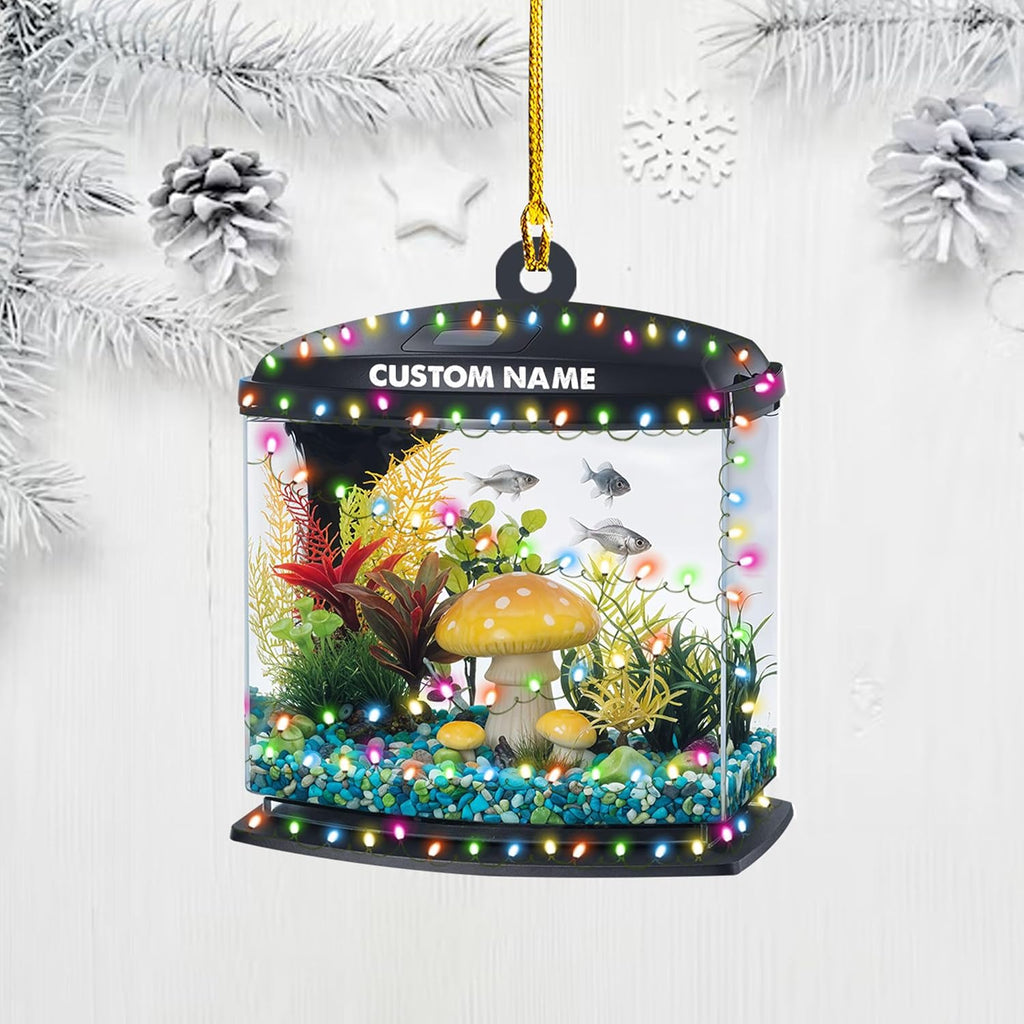 Personalized Aquarium Christmas Ornament, Fish Christmas Ornament, Gift for Fish Lover, Custom Aquarium Christmas Tree Keepsake, Kids First Gift Ideas, Pet Kids Ornament (AFT3)