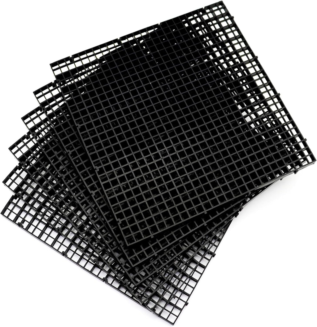 ALEGI Aquarium Fish Tank Divider Plastic Egg Crate Aquarium Filter Bottom Tray Plastic Grid (L 6pcs Black)
