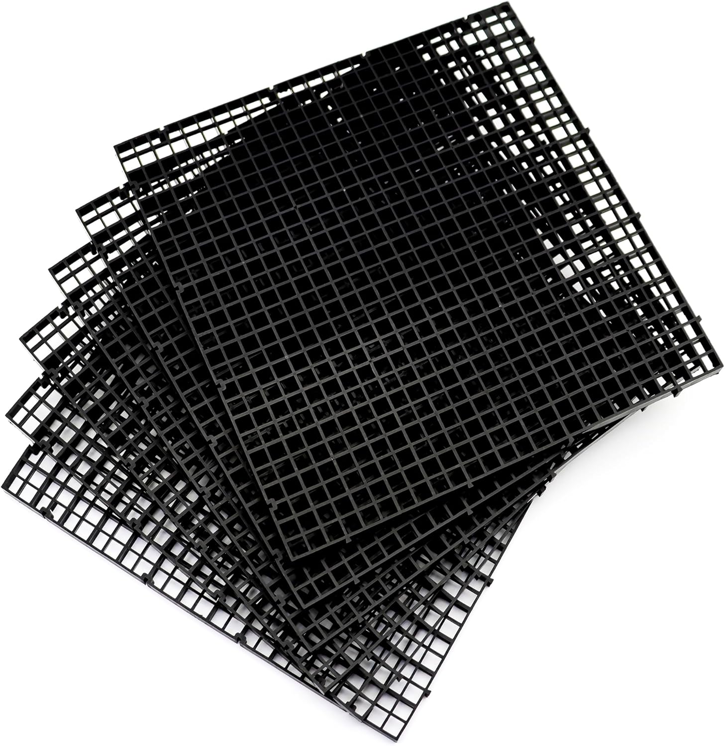 ALEGI Aquarium Fish Tank Divider Plastic Egg Crate Aquarium Filter Bottom Tray Plastic Grid (L 6pcs Black)