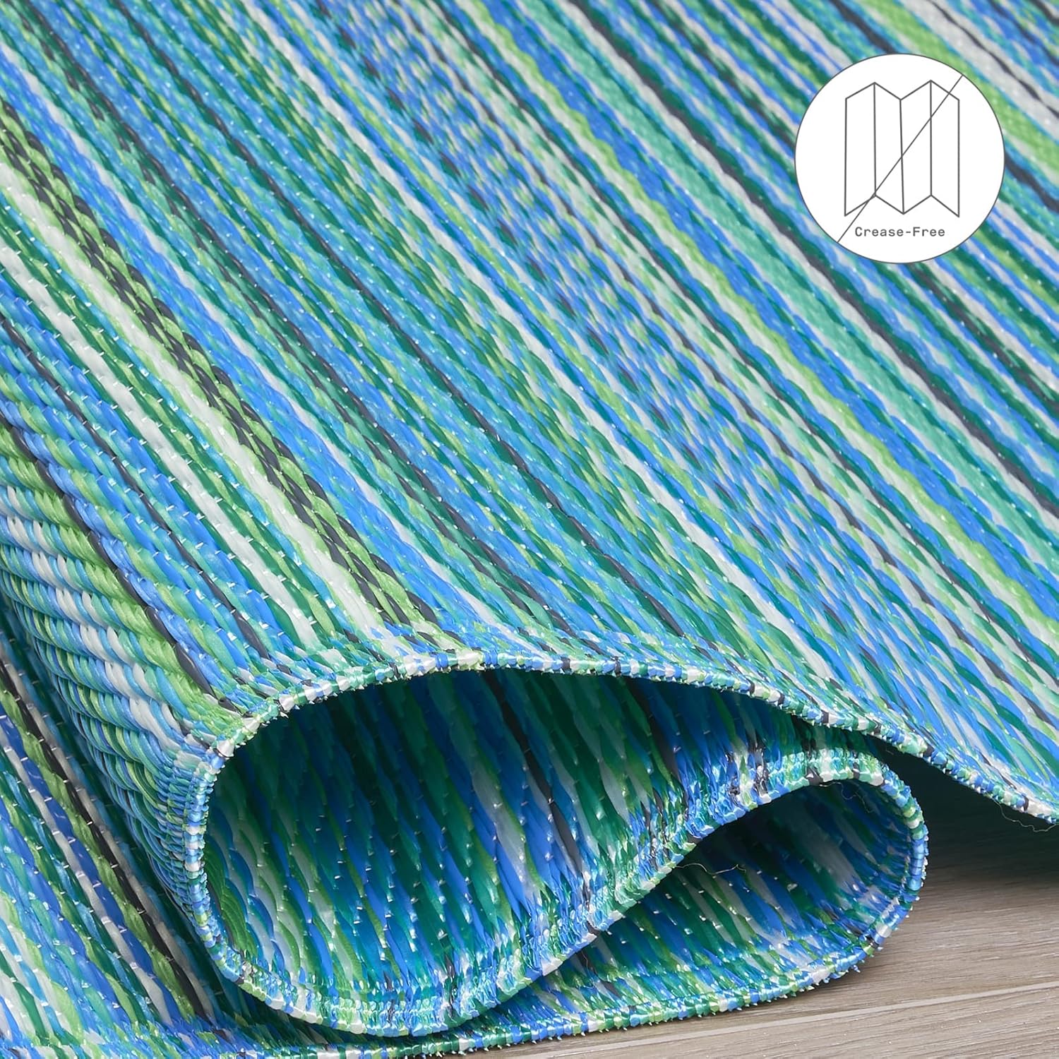 Fab Habitat Outdoor Rug - Waterproof, Fade Resistant, Crease-Free - Premium Recycled Plastic - Striped - Patio, Deck, Porch, Balcony, Laundry Room - Cancun - Turquoise & Moss Green - 4 x 6 ft