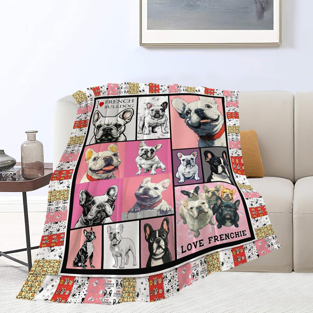 Boston Terrier Throw Blanket French Bulldog Frenchie Puppy Stuff Gifts for Dog Lover Kids Girls Boys Adults Women Men Soft Cozy Warm Plush Fluffy Fuzzy Fleece Blanket Decor 50''X60''