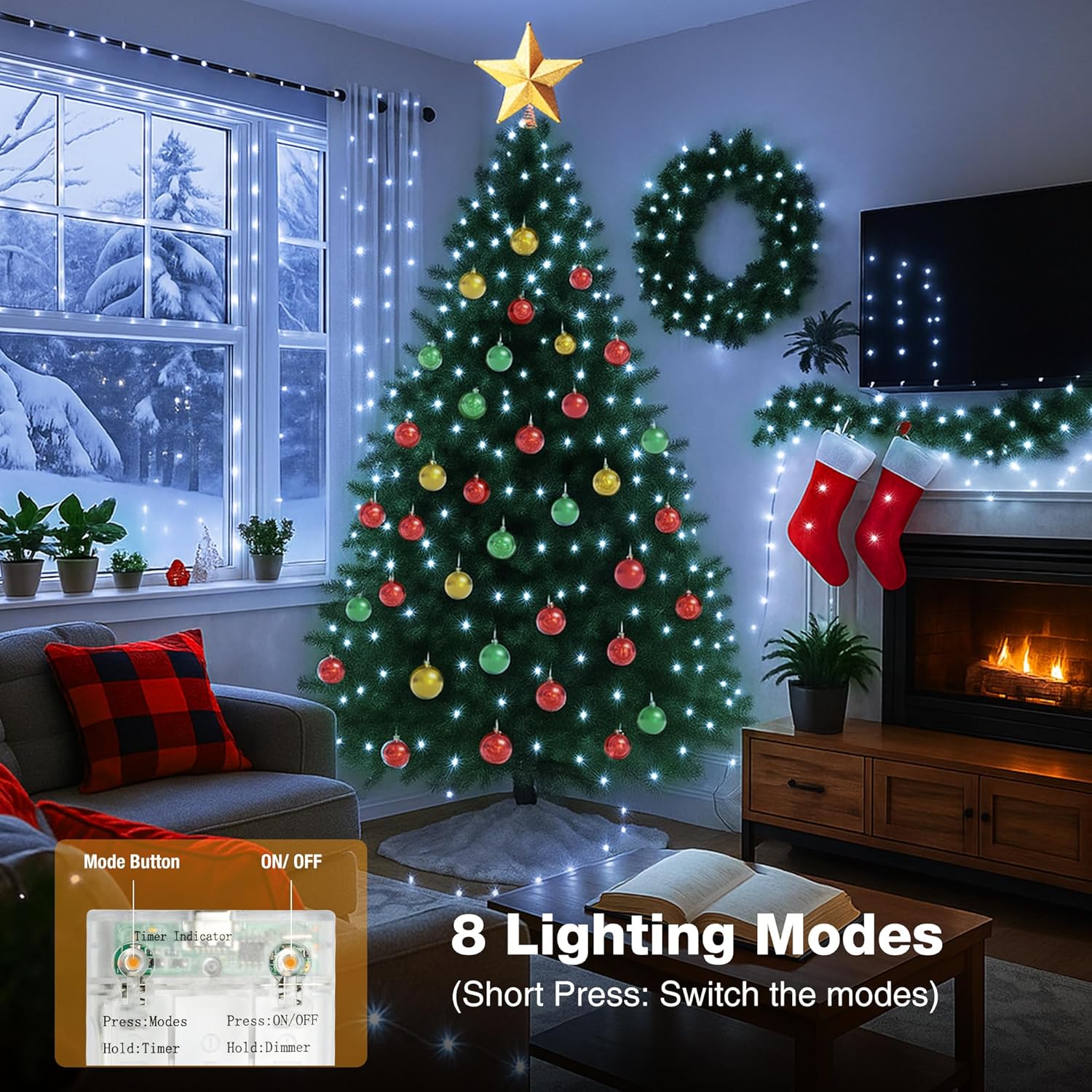 3 Pack 16FT 50 LED Fairy Lights Battery Operated with Timer, 8 Modes USB Mini Twinkle Light, Small String Lights for Christmas Tree Wreath Vase Bedroom DIY Party Decorations-Cold White