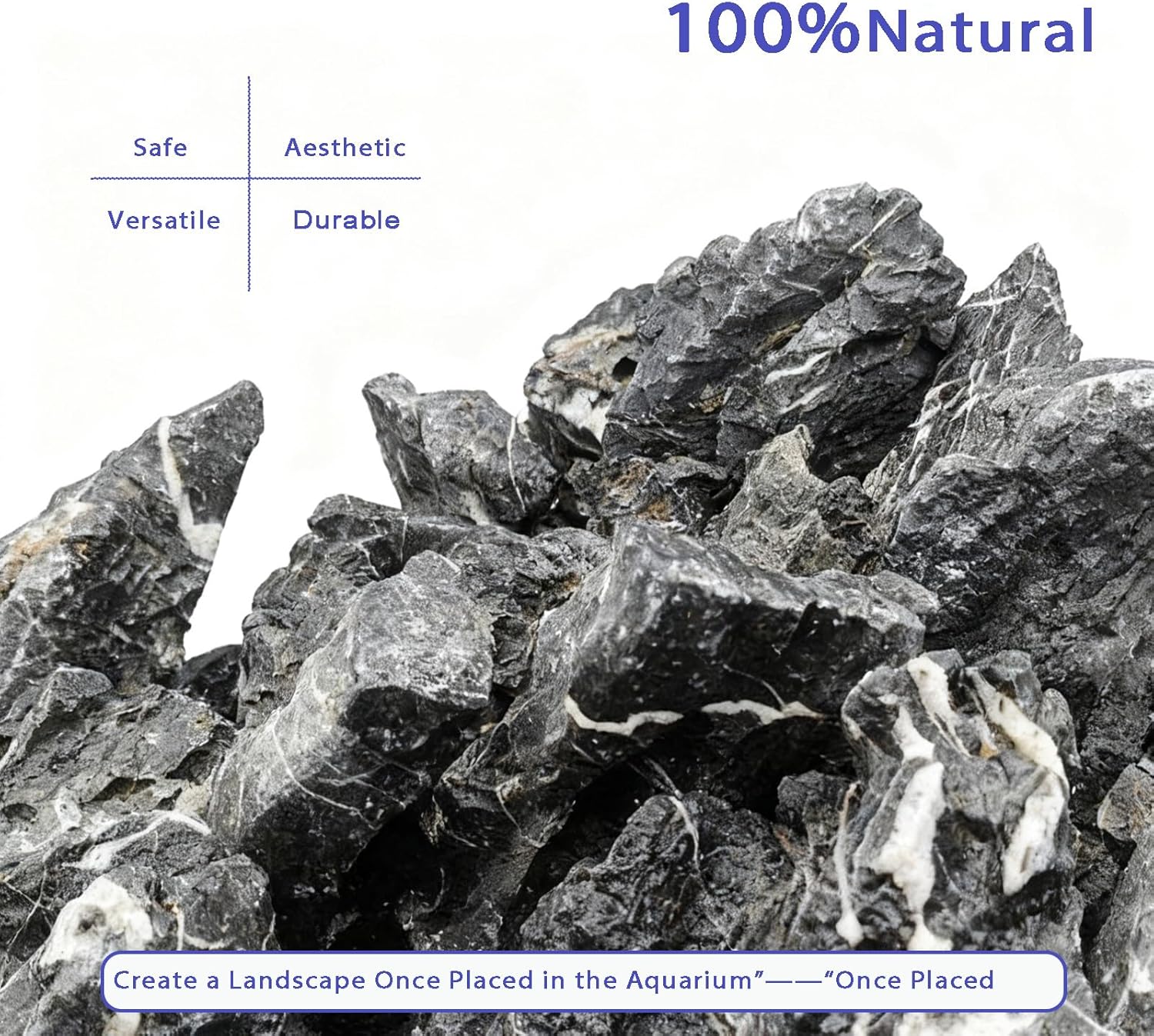 Natural Seiryu Stones Dragon Rocks 10lb Natural Aquascaping Stones for Aquarium Landscaping Fish Tank Decoration and Reptile Terrarium Décor-2-7 Inches