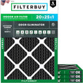 Filterbuy 20x25x1 Air Filter MERV 8 Odor & Allergy Defense with Activated Carbon (4-Pack), Electrostatic Pleated HVAC AC Furnace Filters Replacement, Made in USA (Actual Size: 19.50 x 24.50 x 0.75)