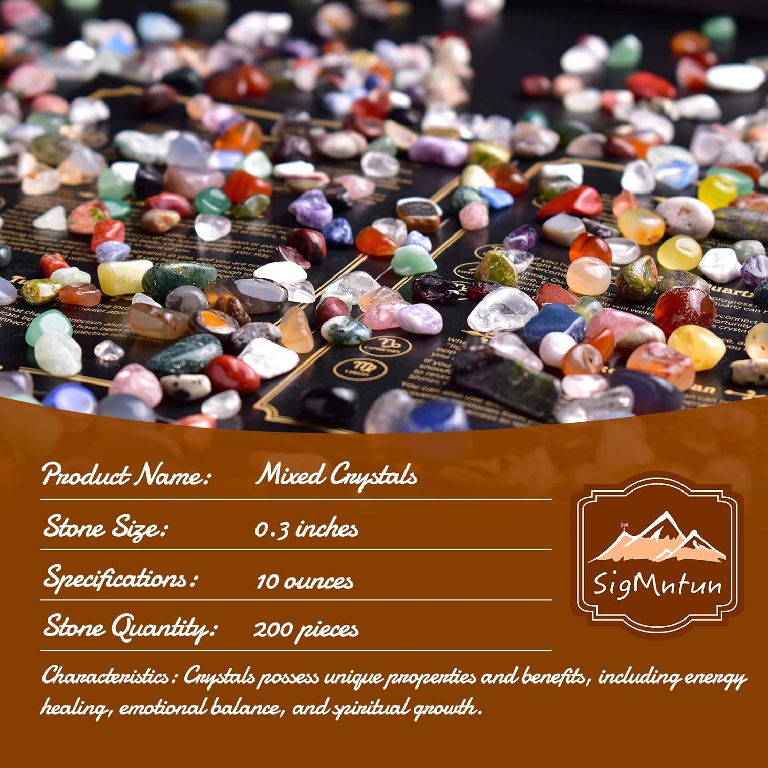 Polished Mixed Crystal Chips 200 Pcs - 0.3" Tumbled Stone Chips Crushed Sea Glass Stones Healing Reiki Crystal Making Home Decoration