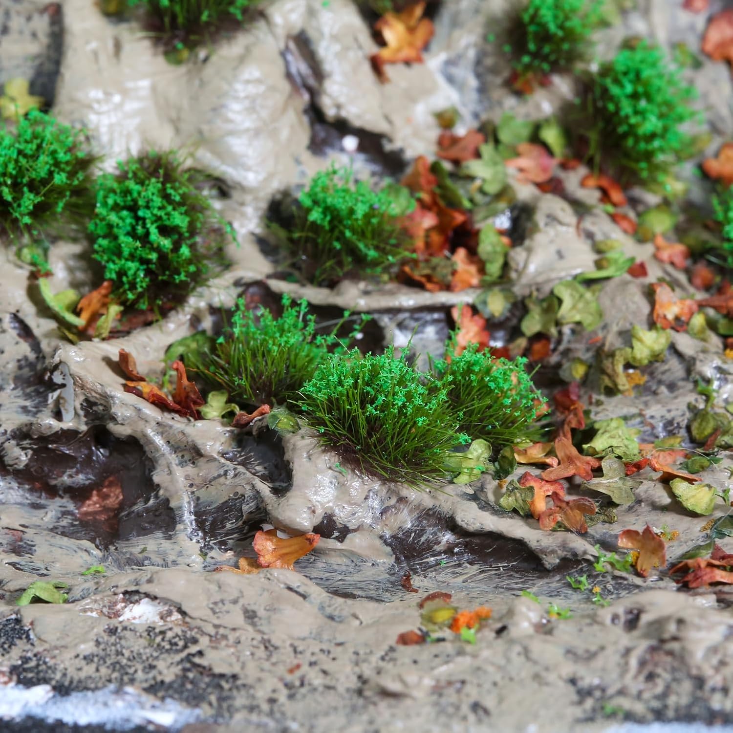53-pcs 5mm Tall Diorama-Flowers-Grass Irregular Flower Clusters-Dried Moss Green Static-Grass for Model-Train-Scener Wargaming-Terrain ，Dioramas & DIY Crafts