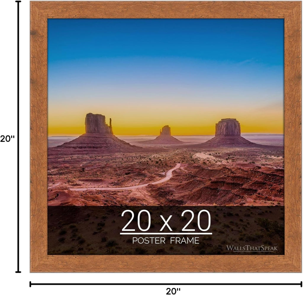 wallsthatspeak 20x20 Light Walnut Rustic Pine Picture Frame for Puzzles Posters Photos or Artwork