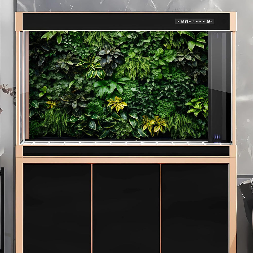 Vertical Garden Aquarium Background Lush Green Tropical Leaves Terrarium Background Living Wall Tropical Green Plants Fish Tank Background Natural Green Leaves Reptile Habitat Background 60x24in