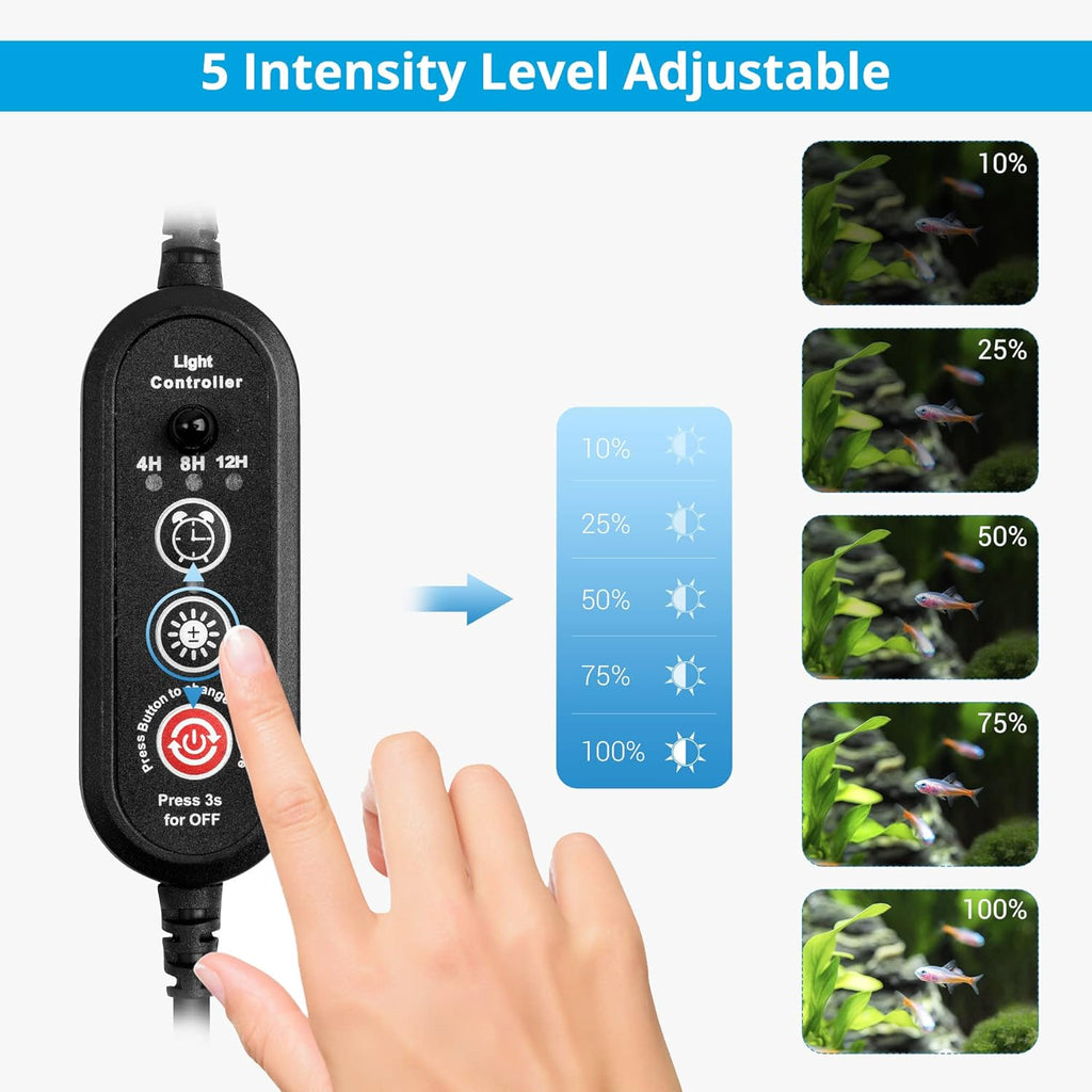 NICREW LED Aquarium Light, 19 Inches Submersible Fish Tank Light, Waterproof Underwater Light with Multicolor Option