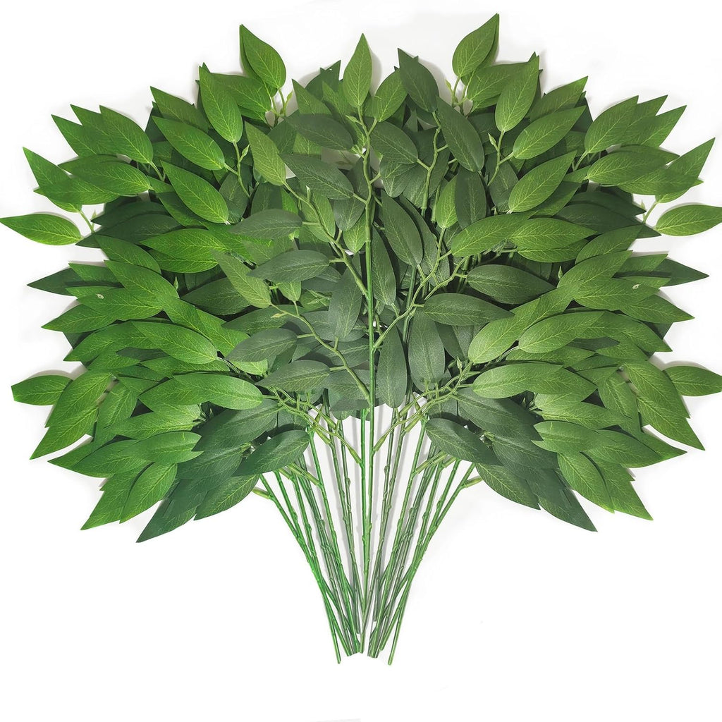 60Pcs Italian Ruscus Greenery Stems 18" Artificial Silk Greenery Leaves for DIY Bouquet Filler Table Centerpieces Home Indoor Decor