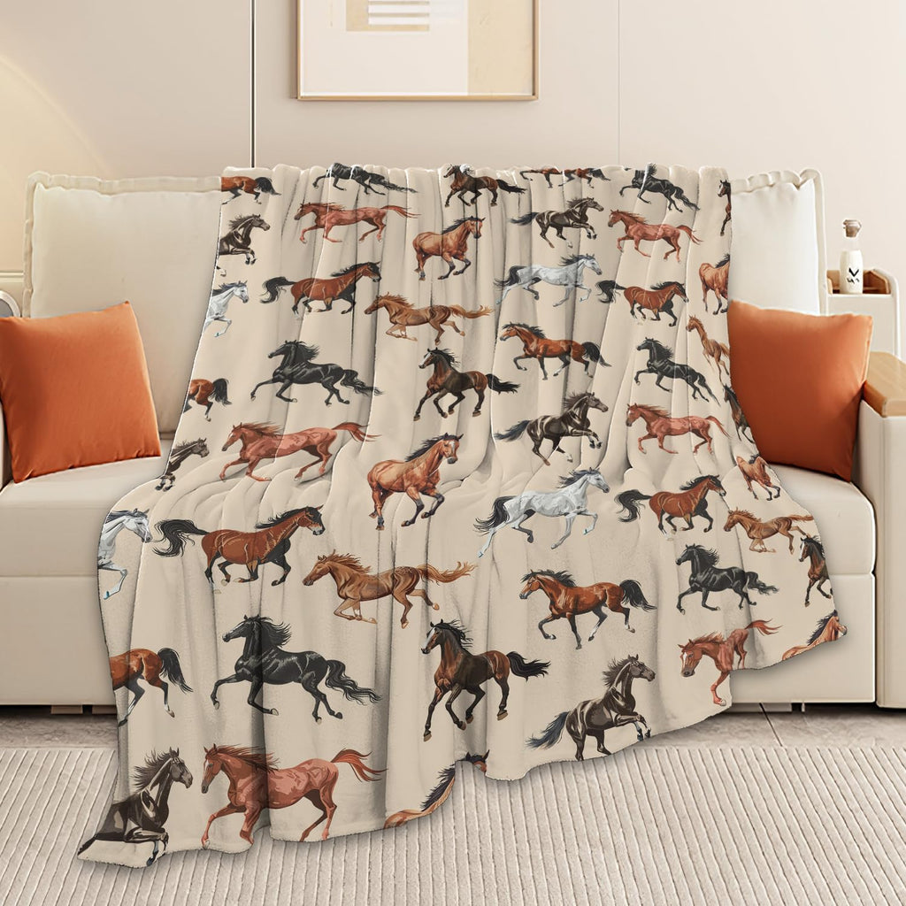 Horse Blanket Horse Throw Blanket Gifts for Girls Boys Kids Adults Women Men Super Soft Cozy Plush Fluffy Fuzzy Fleece Blanket Home Decor 60''X80''