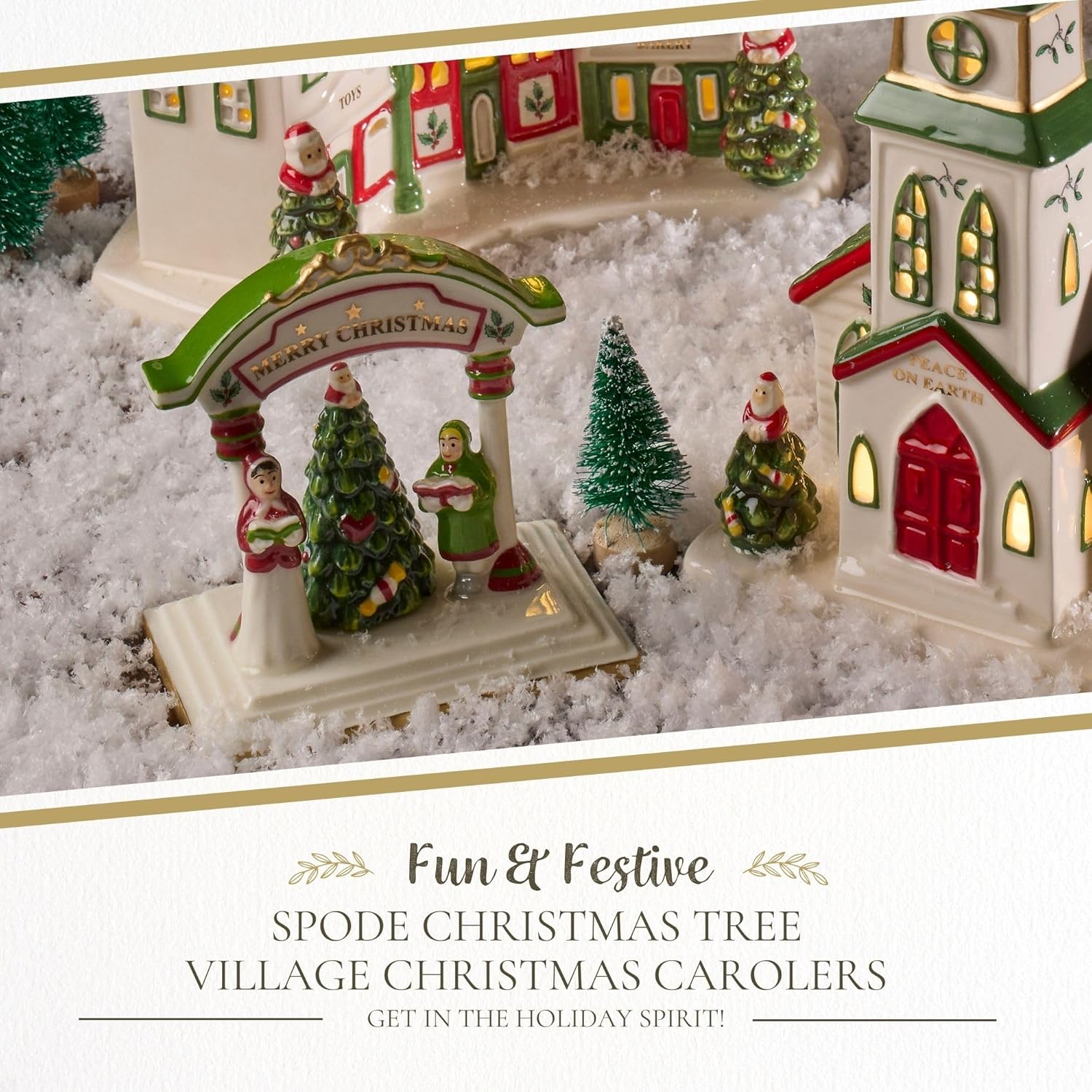 Spode Christmas Tree Miniature Christmas Village Figural Decoration, Snowy Christmas Village Set, Ceramic Holiday Decor - Festive Holiday Decorations for Indoor Display (Christmas Carolers)