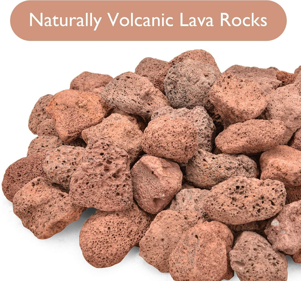 Skyflame 10LB Lava Rocks for Fire Pits, Fire Tables, Fireplaces, Garden Landscaping Decoration, Indoor and Outdoor Use, 1"-2" Natural Sizes, Red