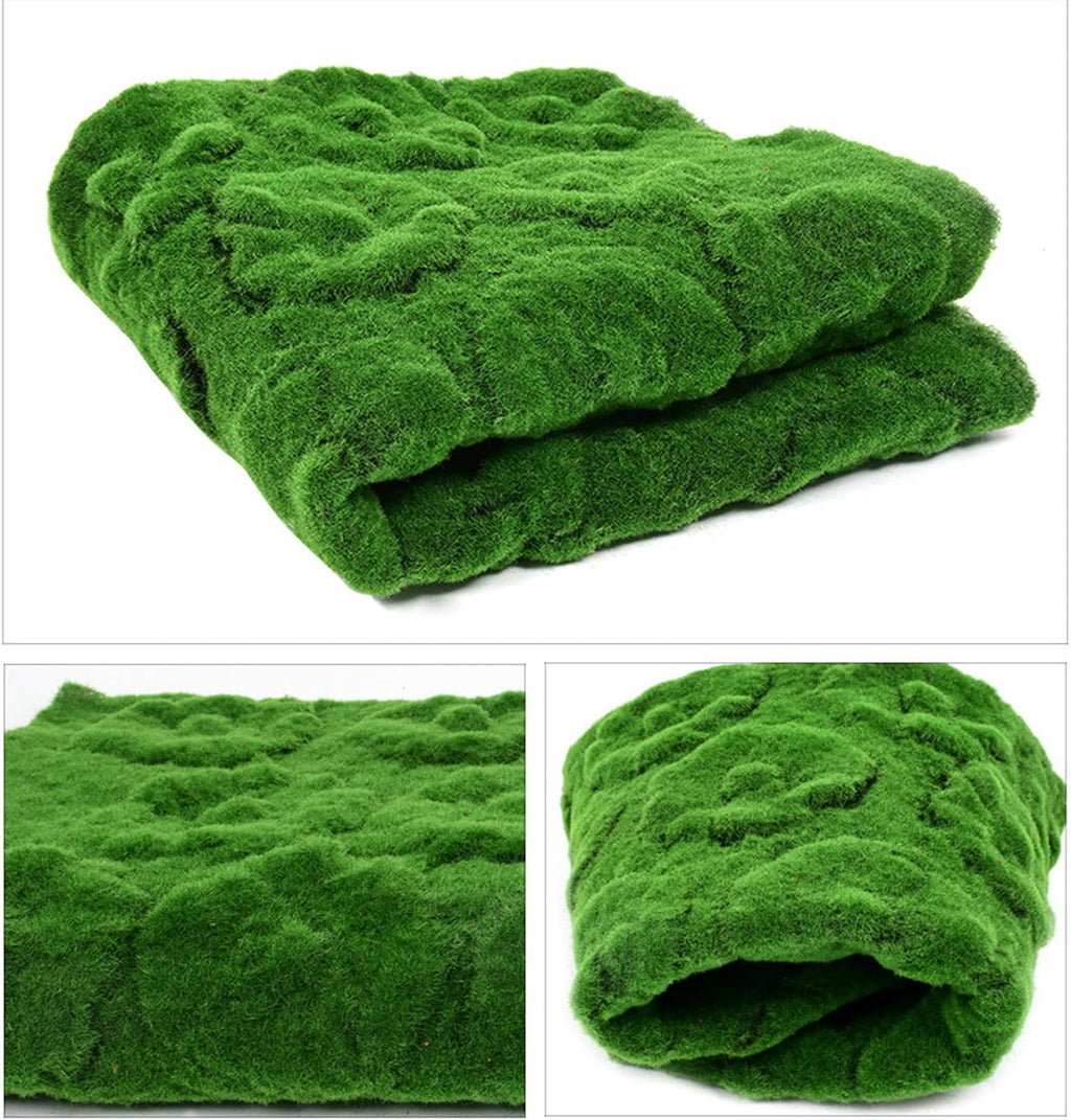 Artificial Moss Mat 3.2x3.2ft, Realistic Faux Moss Green Turf for Balcony Terrace Home Backyard Wall Window Display Indoor Outdoor Decor