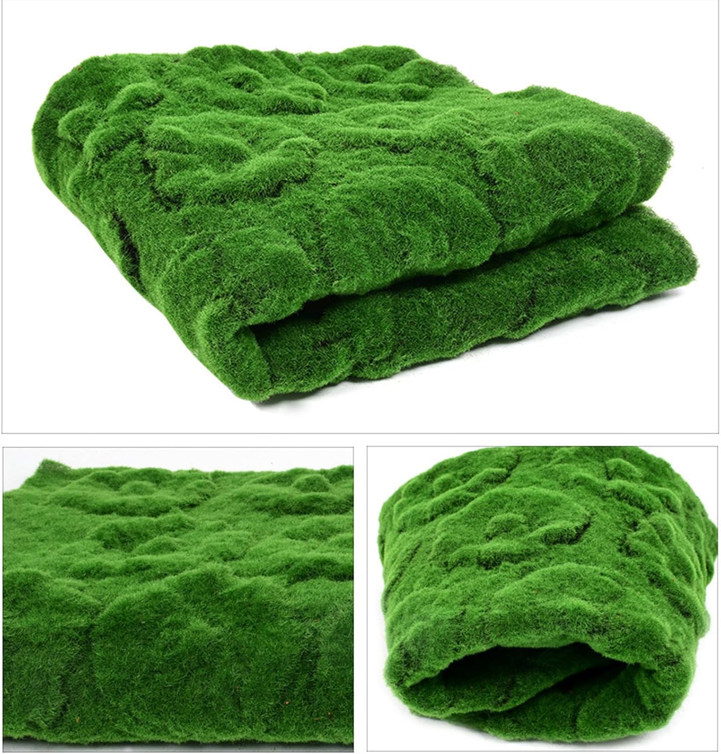 Artificial Moss Mat 3.2x3.2ft, Realistic Faux Moss Green Turf for Balcony Terrace Home Backyard Wall Window Display Indoor Outdoor Decor
