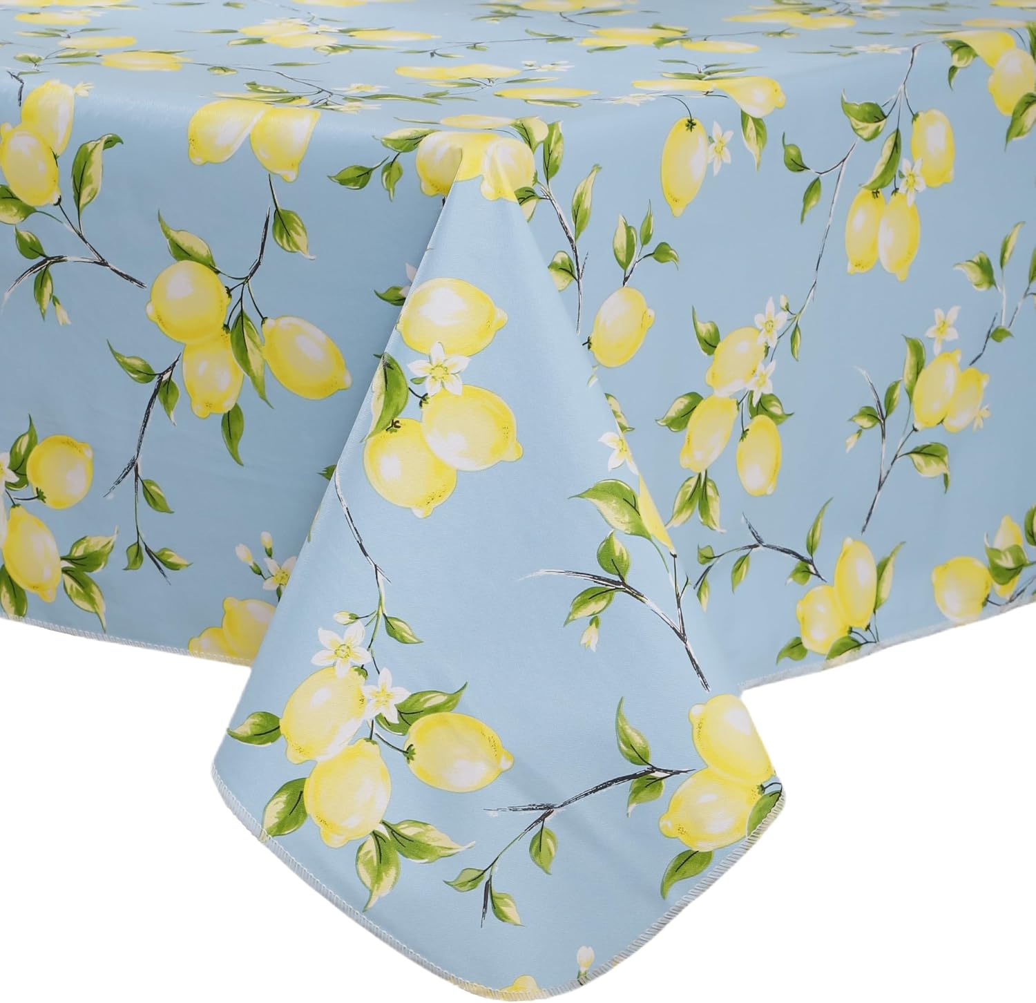 Walrus Heavy Duty Vinyl Tablecloth with Flannel Backing Waterproof Oil-Proof Plastic Table Cloth Stain-Resistant Wipeable Rectangle or Square Table Cover for Indoor and Outdoor (Lemon, 52x70 Inch)