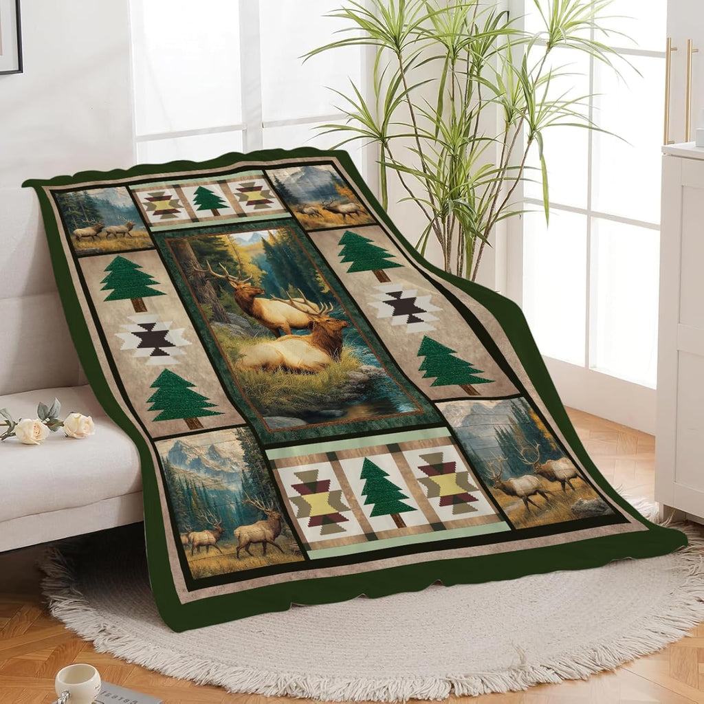 Deer Throw Blanket Deer Elk Stuff Gifts for Kids Girls Boys Adults Women Men Soft Cozy Warm Plush Fluffy Fuzzy Fleece Blanket Decor 60''X80''