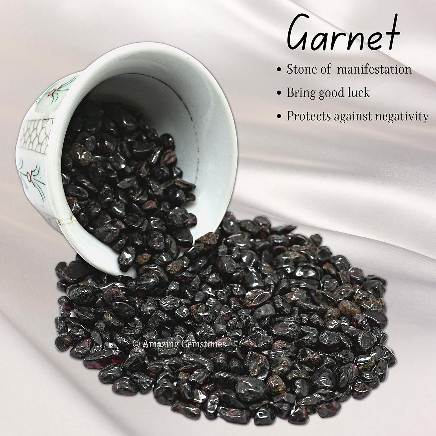 Amazing Gemstone Garnet Crystal Chips Aquarium Gravel Rocks - 1000+ Carat Garnet Chips Bulk Fish Tank Gravel, Small Tumbled Stone Chips and Tiny Crystals for Decoration (Natural AAA Grade Gemstones)
