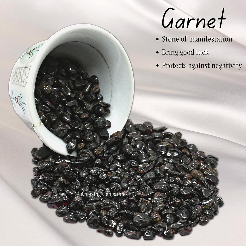 Amazing Gemstone Garnet Crystal Chips Aquarium Gravel Rocks - Natural AAA Grade Gemstones, Small Tumbled Stones and Tiny Crystals for Decoration (Bulk Fish Tank Gravel)